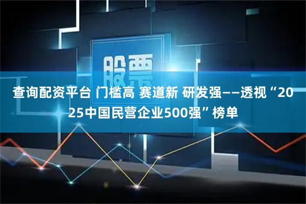 查询配资平台 门槛高 赛道新 研发强——透视“2025中国民营企业500强”榜单